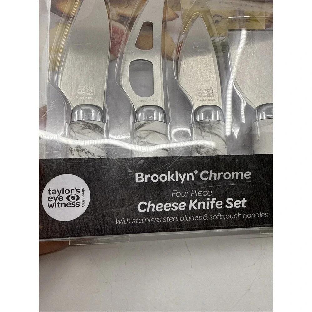 Taylor's Eye Witness BROOKLYN CHROME Four-Piece Cheese Knife Set Marbled‎
